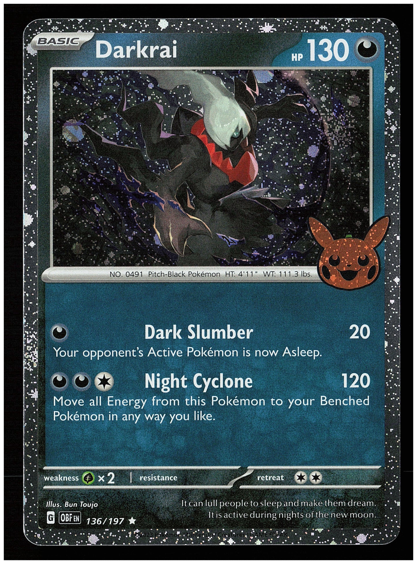 Trick or Trade BOOster Bundle 2024 #136/197 Darkrai (Cosmos Holo)