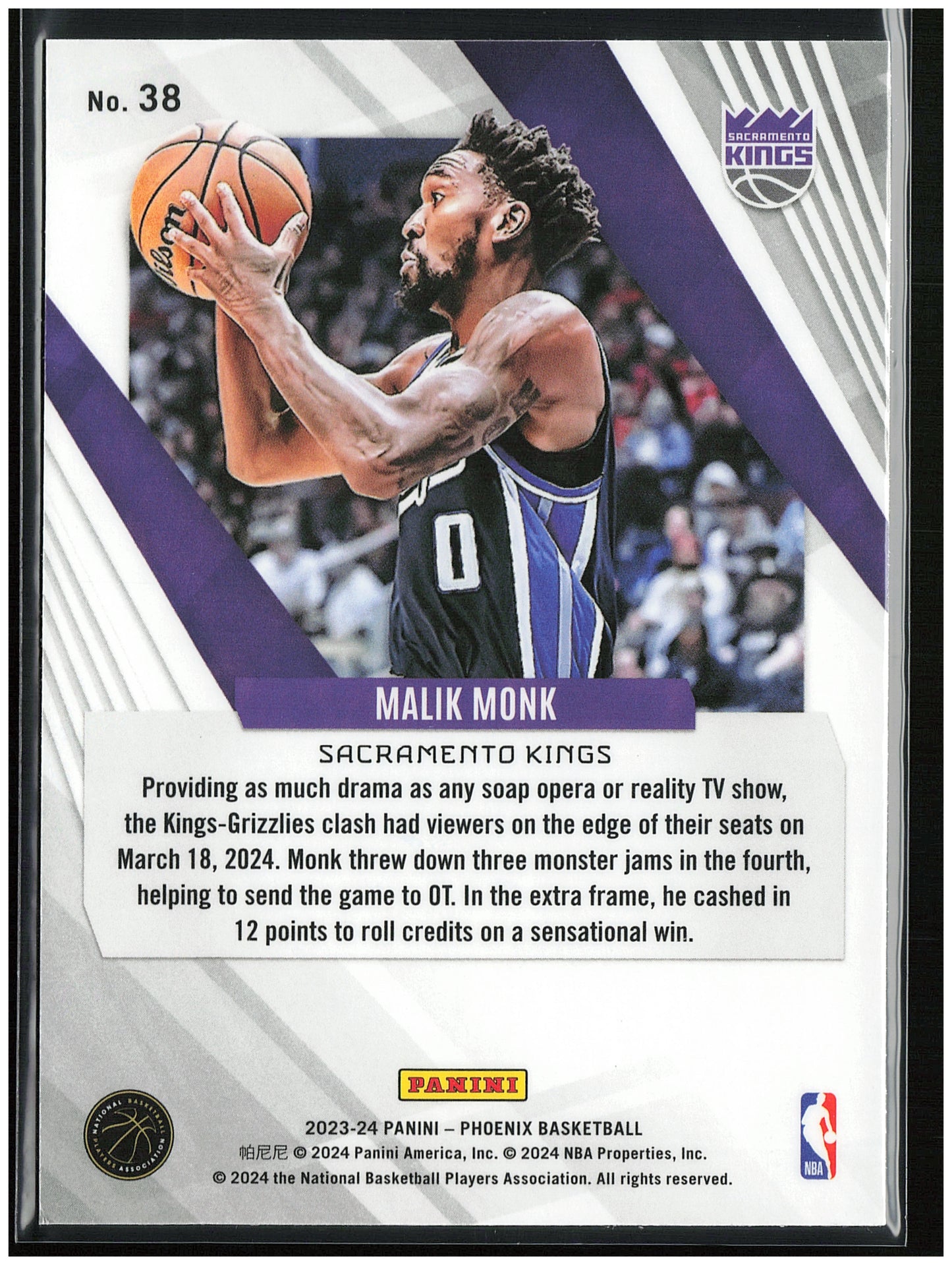 2023-24 Panini Phoenix #38 Malik Monk