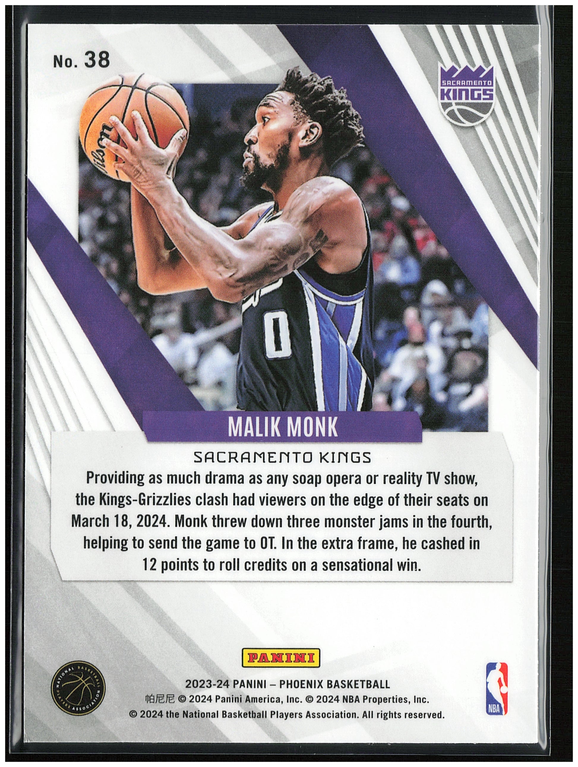 2023-24 Panini Phoenix #38 Malik Monk