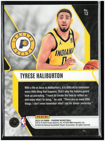 
2023-24 Panini Phoenix #12 Tyrese Haliburton Fade To Black