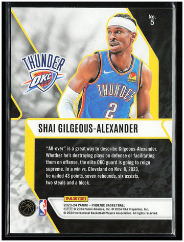 
2023-24 Panini Phoenix #5 Shai Gilgeous-Alexander Fade To Black