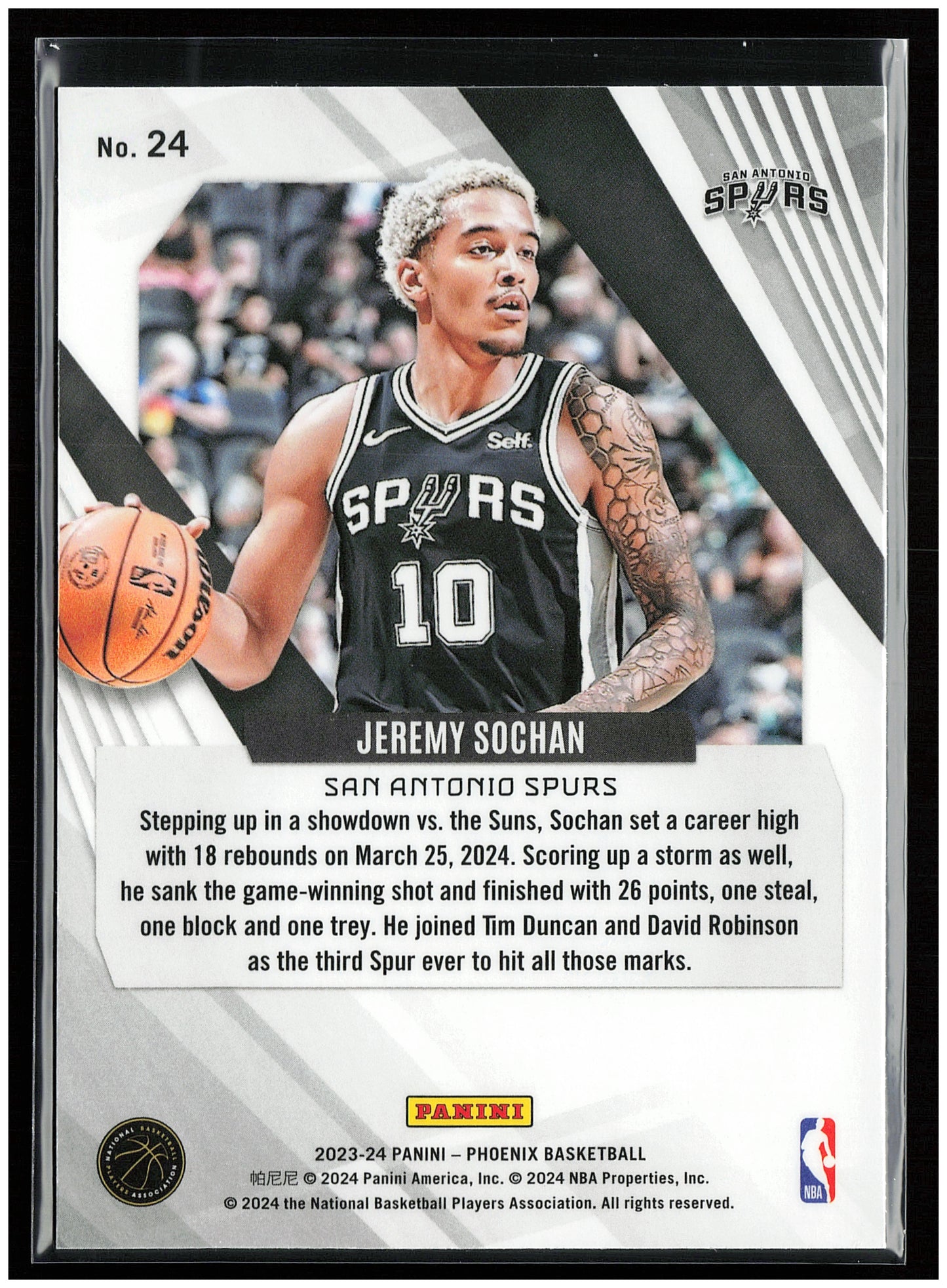 2023-24 Panini Phoenix #24 Jeremy Sochan