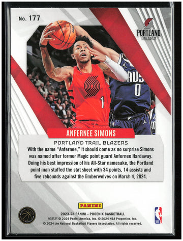 
2023-24 Panini Phoenix #177 Anfernee Simons