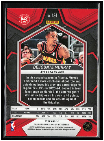 
2023-24 Panini Mosaic #134 Dejounte Murray Reactive Blue