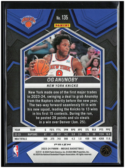 2023-24 Panini Mosaic #135 OG Anunoby Reactive Blue