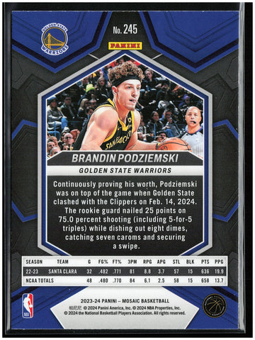 
2023-24 Panini Mosaic #245 Brandin Podziemski