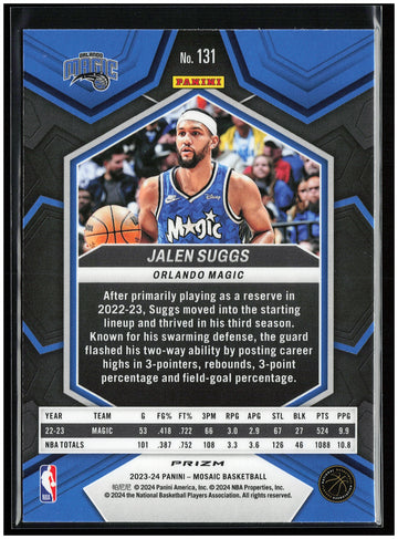 
2023-24 Panini Mosaic #131 Jalen Suggs Reactive Blue