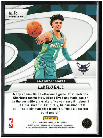 
2023-24 Panini Mosaic #13 LaMelo Ball Give and Go Mosaic Green