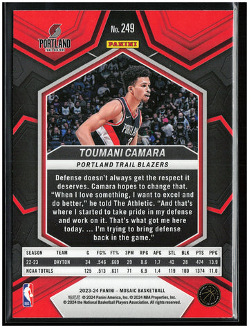 
2023-24 Panini Mosaic #249 Toumani Camara