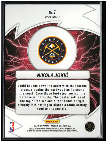 
2023-24 Panini Mosaic #7 Nikola Jokic Thunder Road Mosaic Green