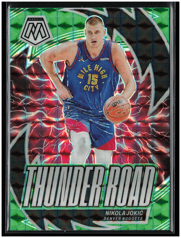 
2023-24 Panini Mosaic #7 Nikola Jokic Thunder Road Mosaic Green