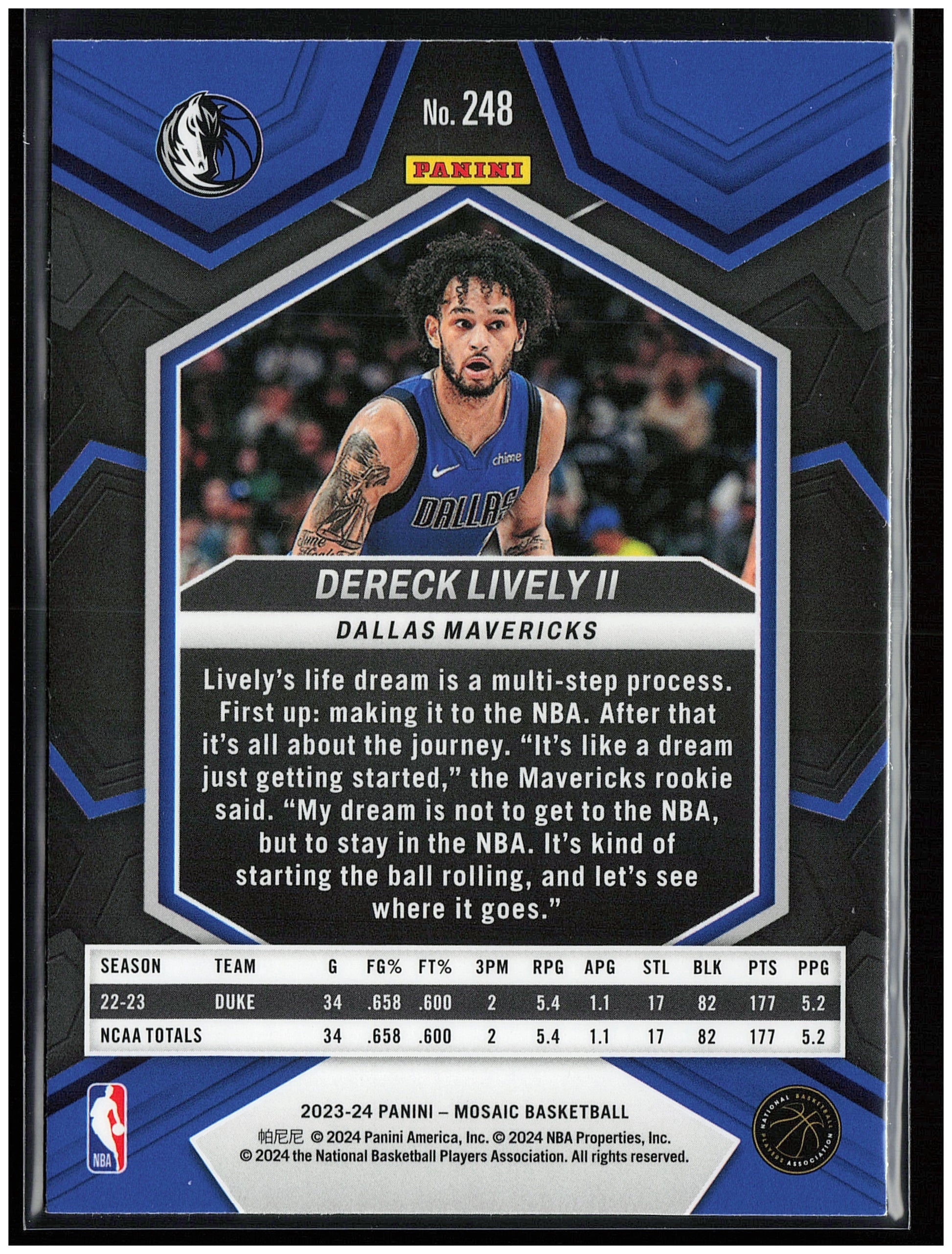 2023-24 Panini Mosaic #248 Dereck Lively II
