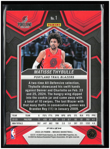 
2023-24 Panini Mosaic #1 Matisse Thybulle Mosaic