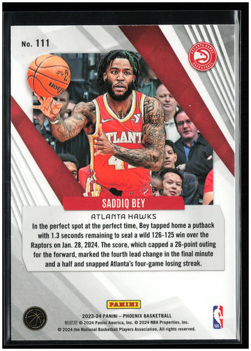 
2023-24 Panini Phoenix #111 Saddiq Bey Silver