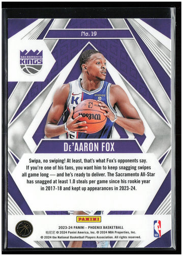 
2023-24 Panini Phoenix #19 De'Aaron Fox Paragon