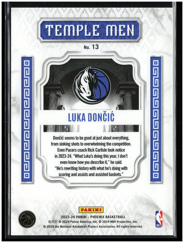 
2023-24 Panini Phoenix #13 Luka Doncic Temple Men