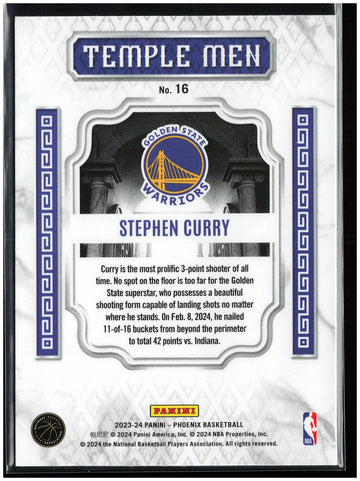 
2023-24 Panini Phoenix #16 Stephen Curry Temple Men
