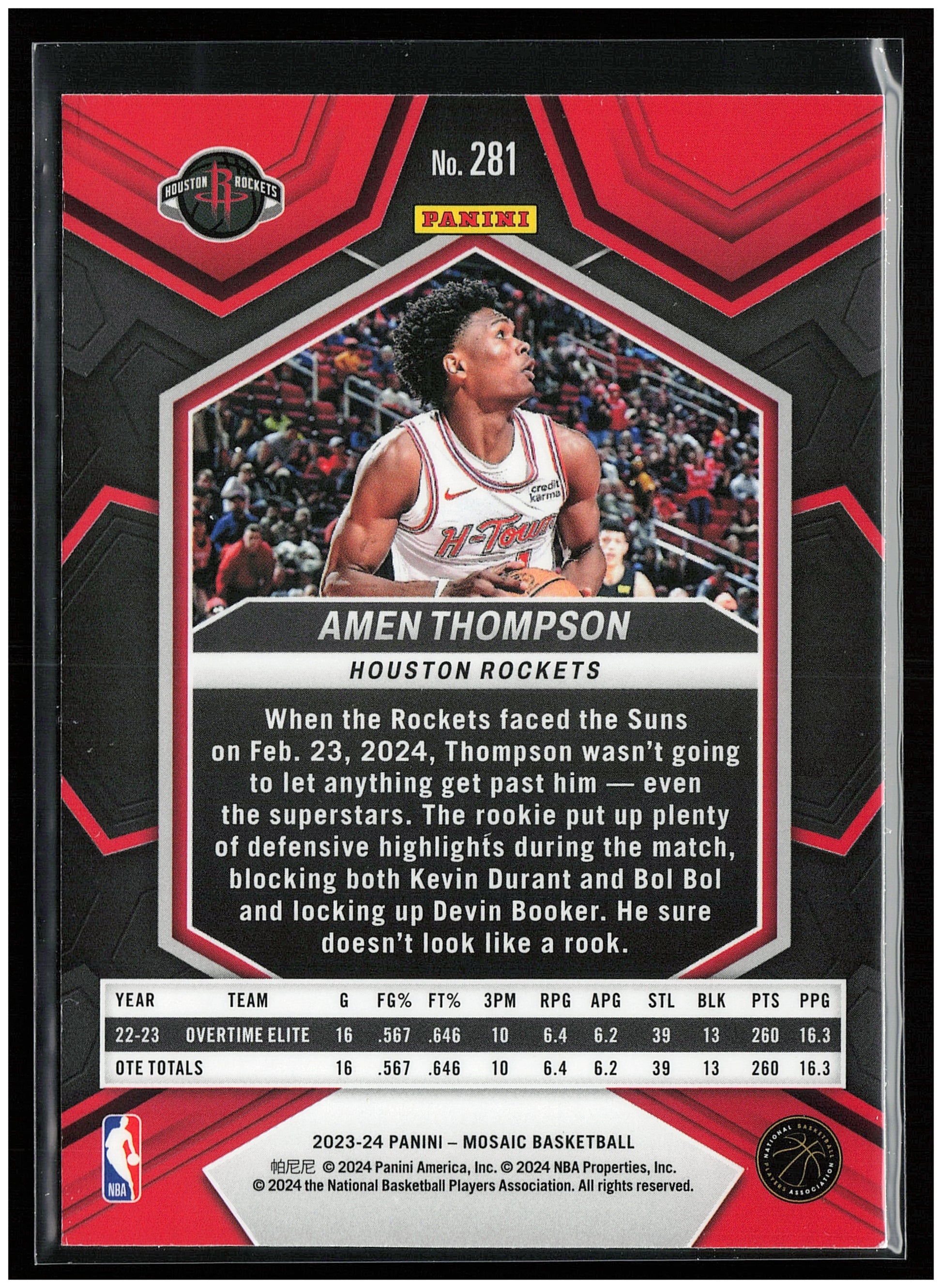 2023-24 Panini Mosaic #281 Amen Thompson