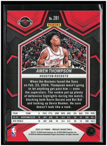 
2023-24 Panini Mosaic #281 Amen Thompson
