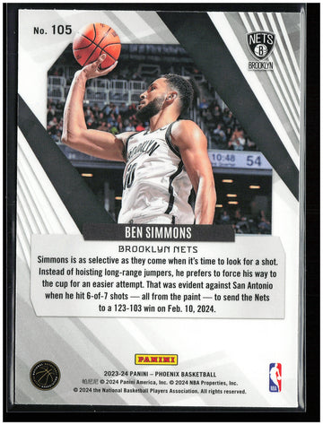 
2023-24 Panini Phoenix #105 Ben Simmons Phoenix Red Ice