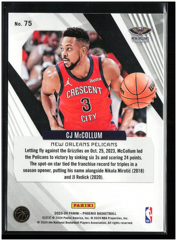 
2023-24 Panini Phoenix #75 CJ McCollum Phoenix Red Ice