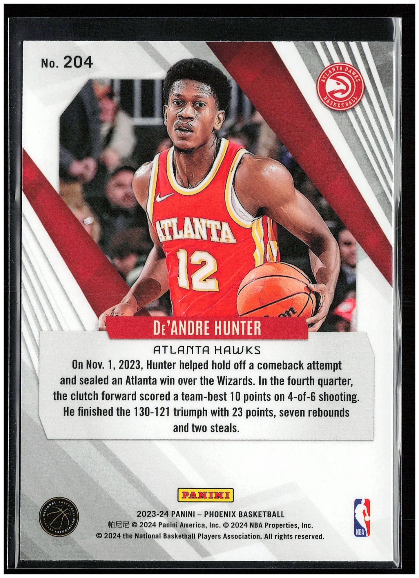 2023-24 Panini Phoenix #204 De'Andre Hunter Phoenix Red Ice