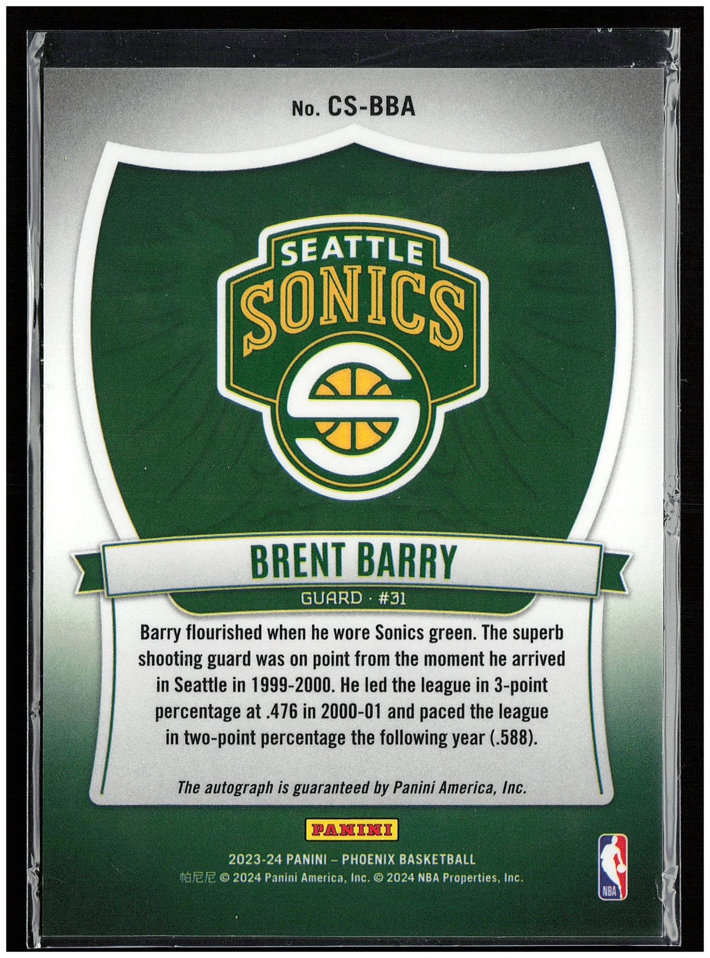 2023-24 Panini Phoenix #CS-BBA Brent Barry Crusade Signatures
