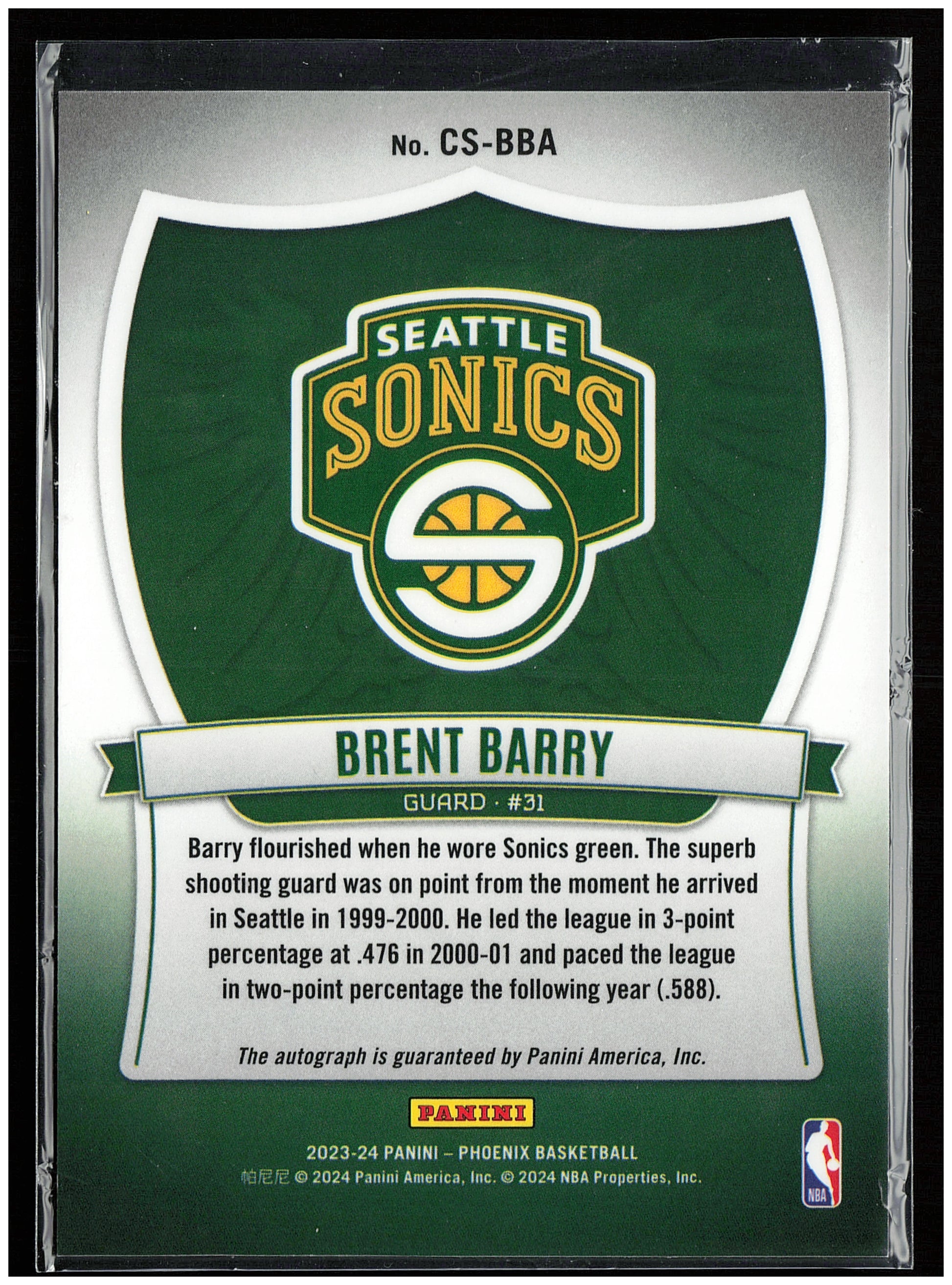 2023-24 Panini Phoenix #CS-BBA Brent Barry Crusade Signatures