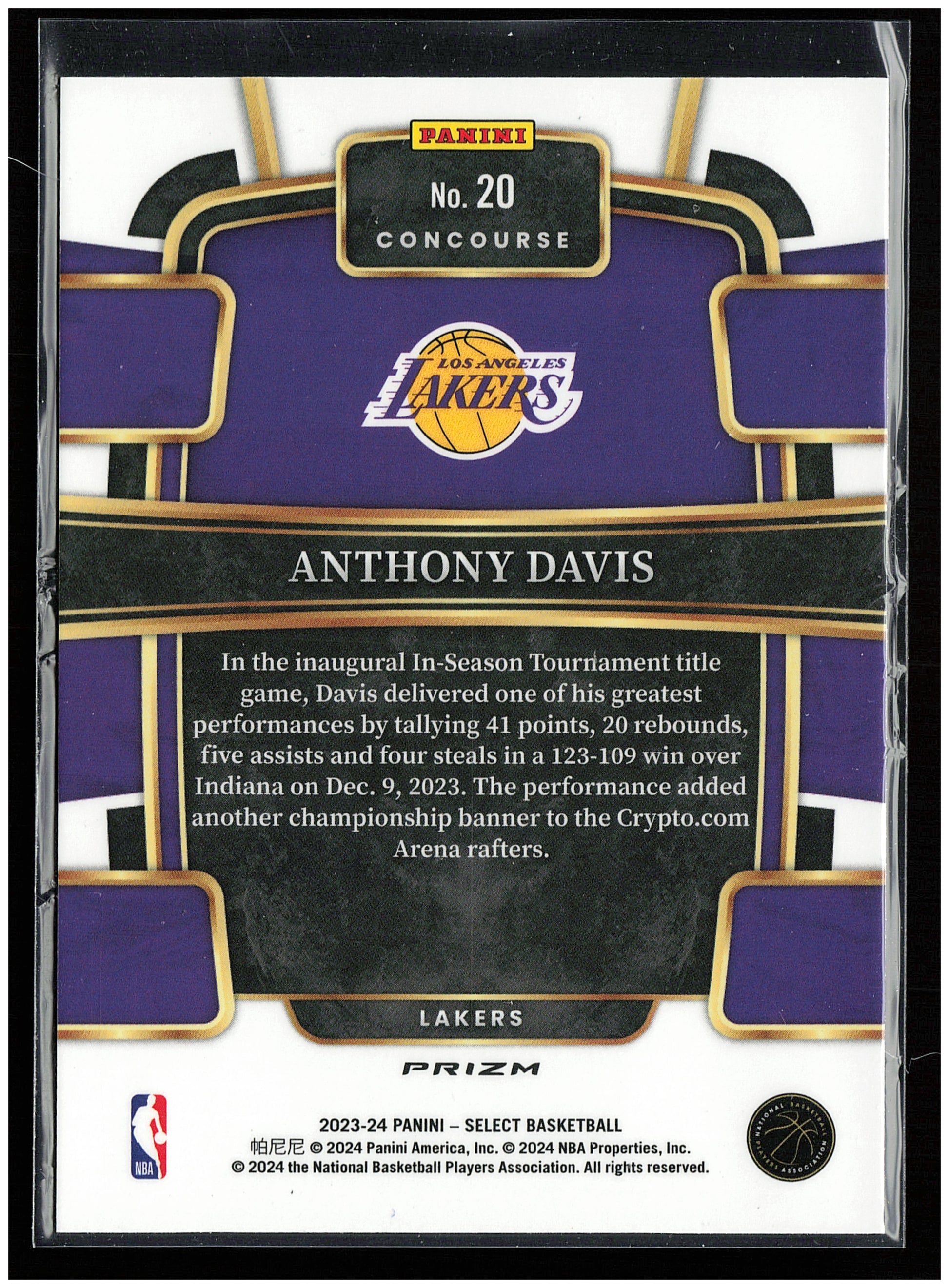 2023-24 Panini Select #20 Anthony Davis Blue (Retail Base)