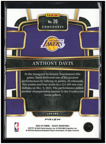 
2023-24 Panini Select #20 Anthony Davis Blue (Retail Base)