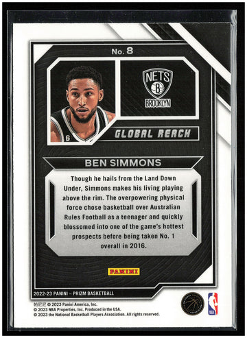 
2022-23 Panini Prizm #8 Ben Simmons Global Reach