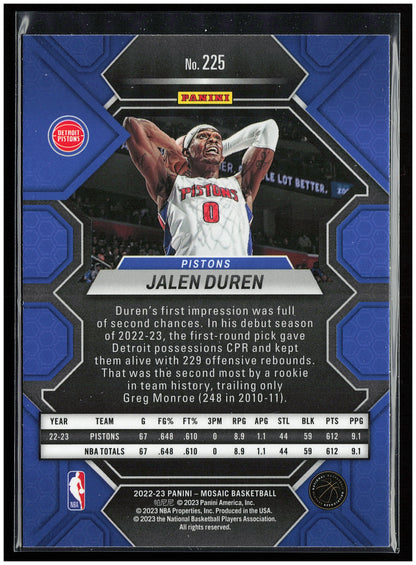 2022-23 Panini Mosaic #225 Jalen Duren