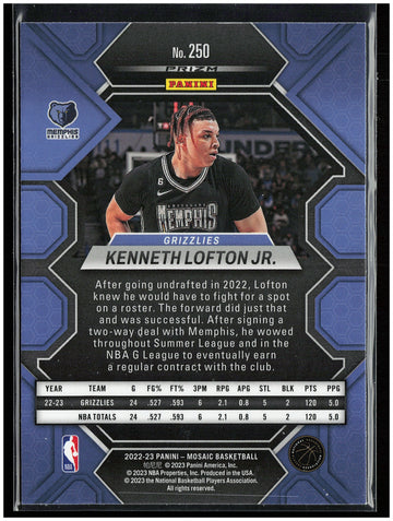 
2022-23 Panini Mosaic #250 Kenneth Lofton Jr. Reactive Blue