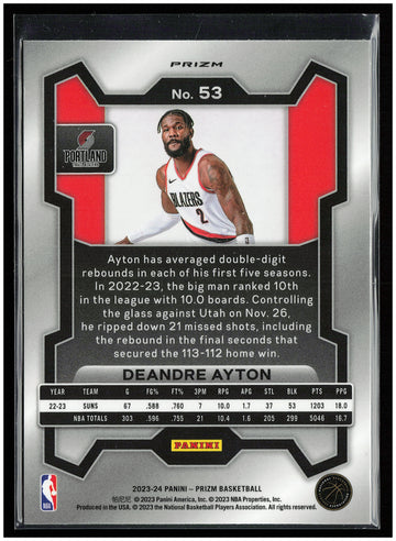 
2023-24 Panini Prizm #53 Deandre Ayton Prizms Red White and Blue