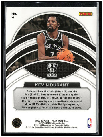 
2022-23 Panini Prizm #4 Kevin Durant Dominance