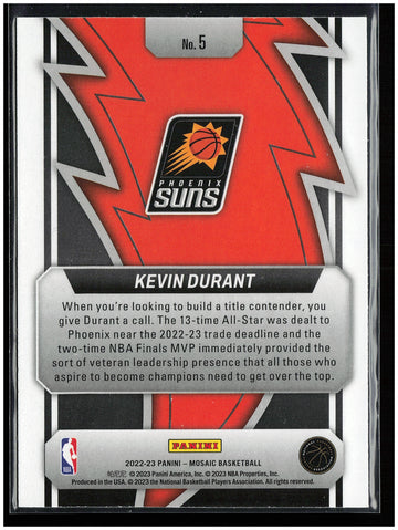
2022-23 Panini Mosaic #5 Kevin Durant Thunder Road