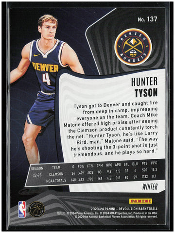 
2023-24 Panini Revolution #137 Hunter Tyson Winter