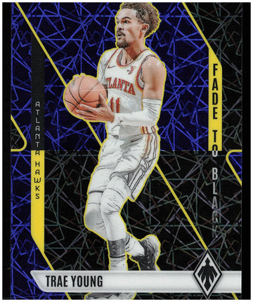 
2023-24 Panini Phoenix #16 Trae Young Fade To Black Phoenix Blue Lazer #/275