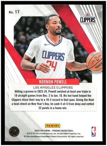 
2023-24 Panini Phoenix #17 Norman Powell Phoenix Teal Lazer