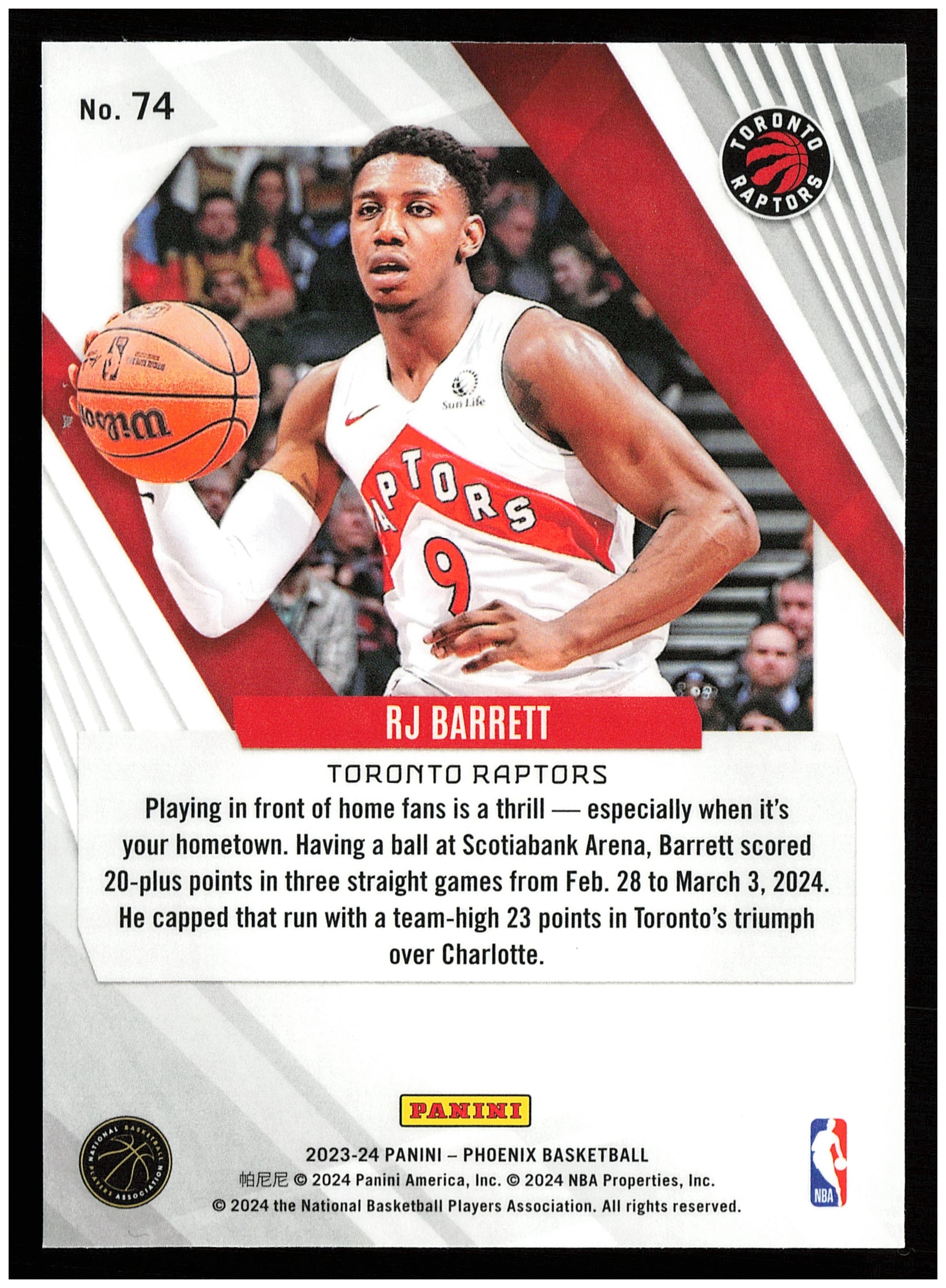 2023-24 Panini Phoenix #74 RJ Barrett Phoenix Teal Lazer