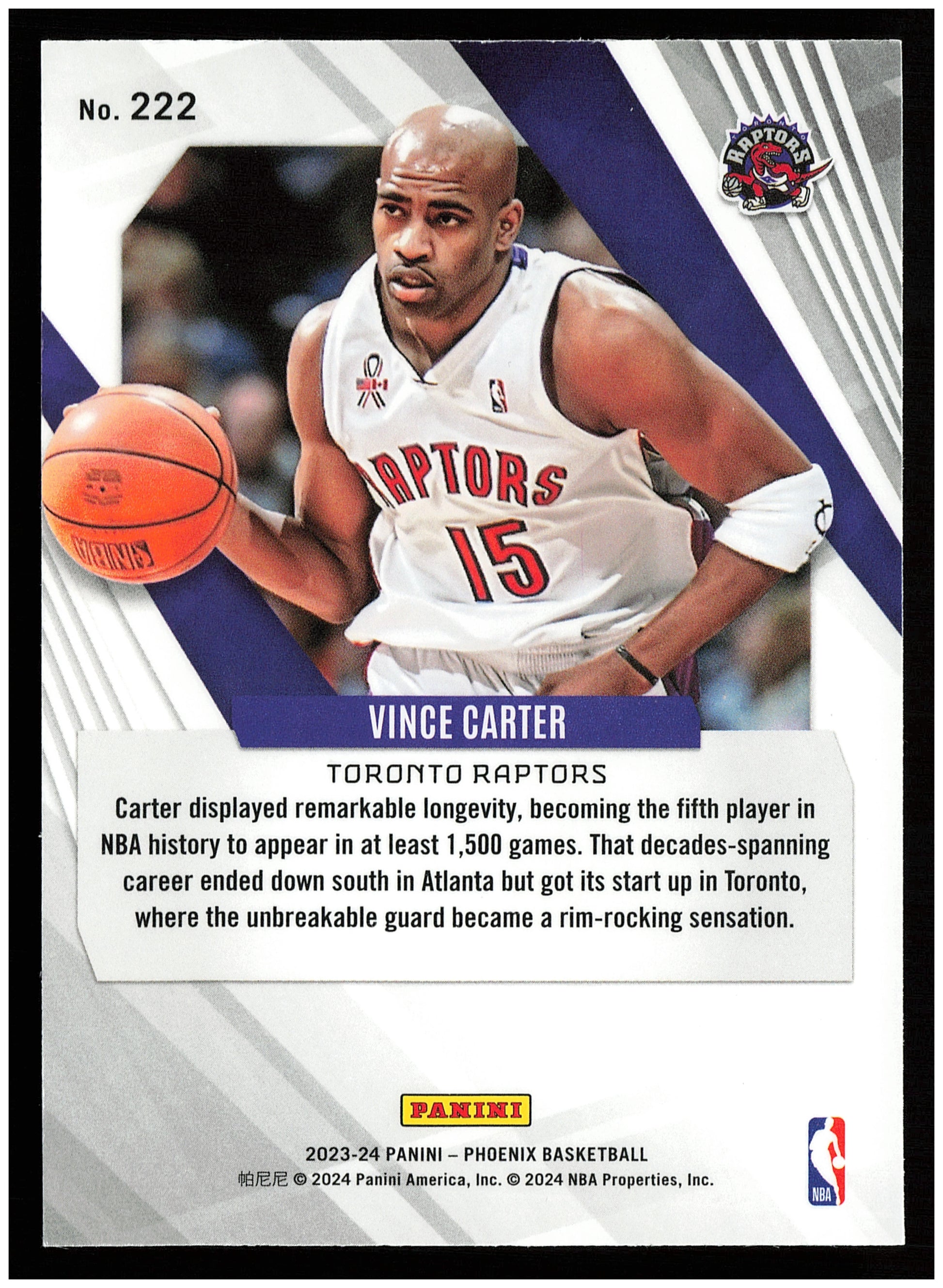 2023-24 Panini Phoenix #222 Vince Carter Phoenix Red Ice