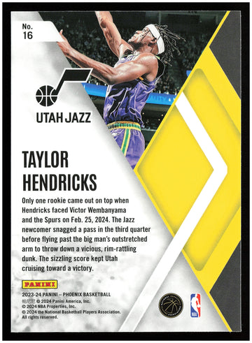 
2023-24 Panini Phoenix #16 Taylor Hendricks Instant Phenom