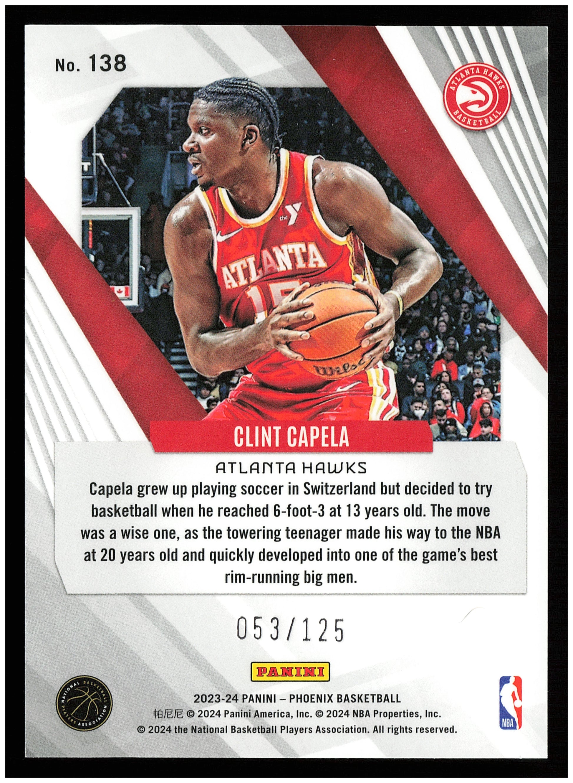 2023-24 Panini Phoenix #138 Clint Capela Phoenix White Ice #/125