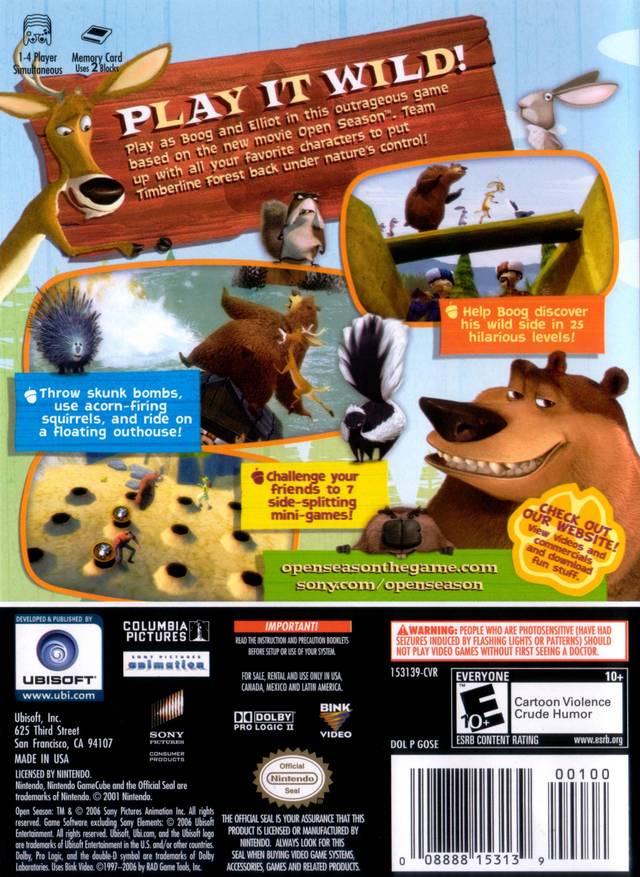 
Open Season | GameCube | North America | back cover scan: Back Cover | PriceCharting