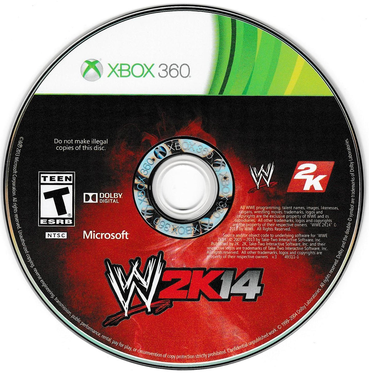 
WWE 2K14 | Xbox 360 | North America | physical media scan: Game Disc | PriceCharting