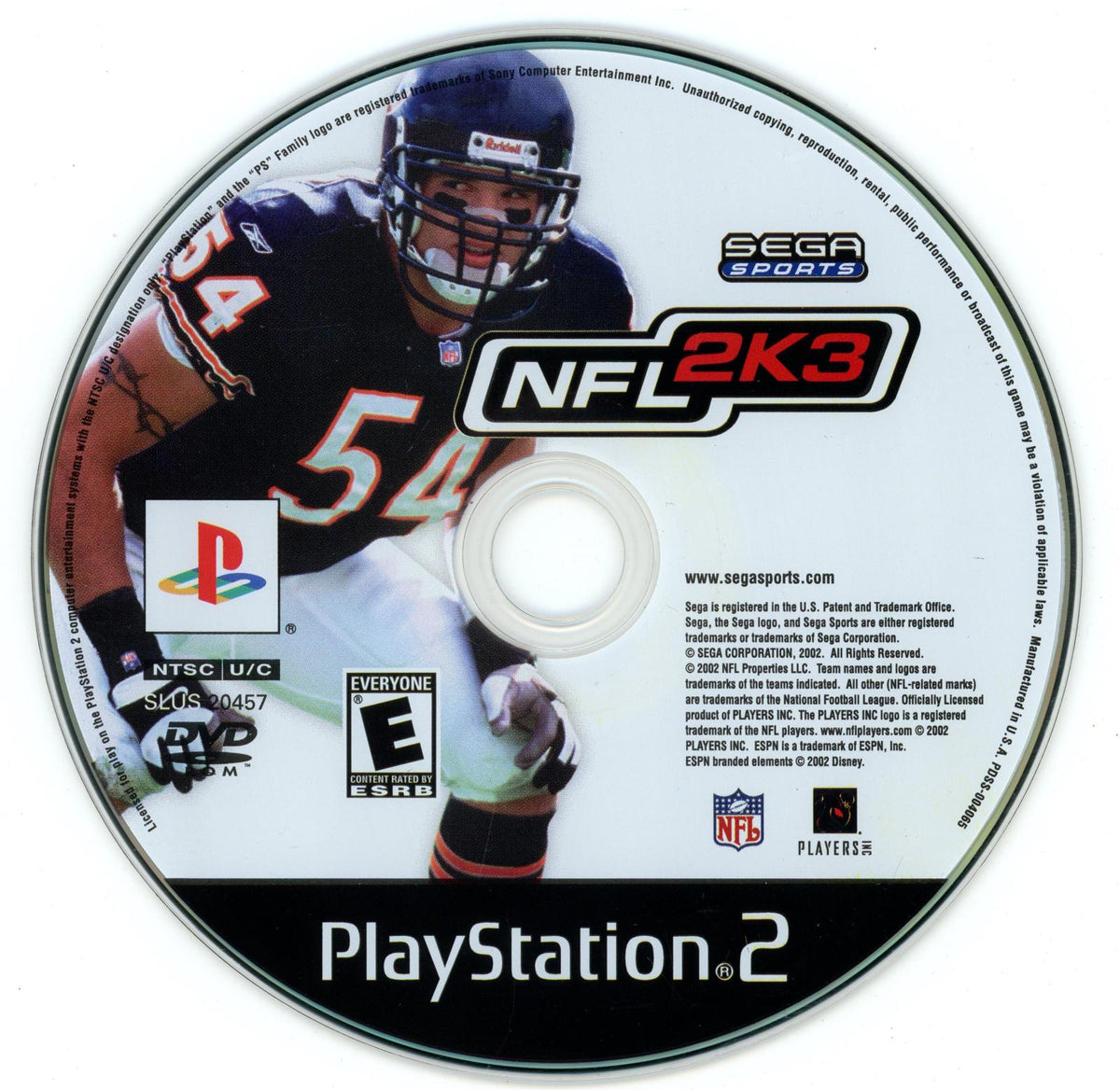 NFL 2K3 | PlayStation 2 | North America | physical media scan: Disc | PriceCharting