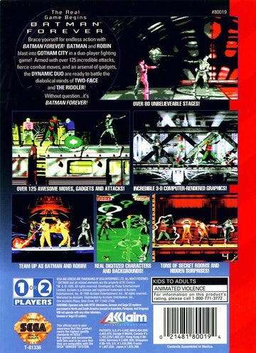
Batman Forever | Genesis | North America | back cover scan: Back Cover | PriceCharting