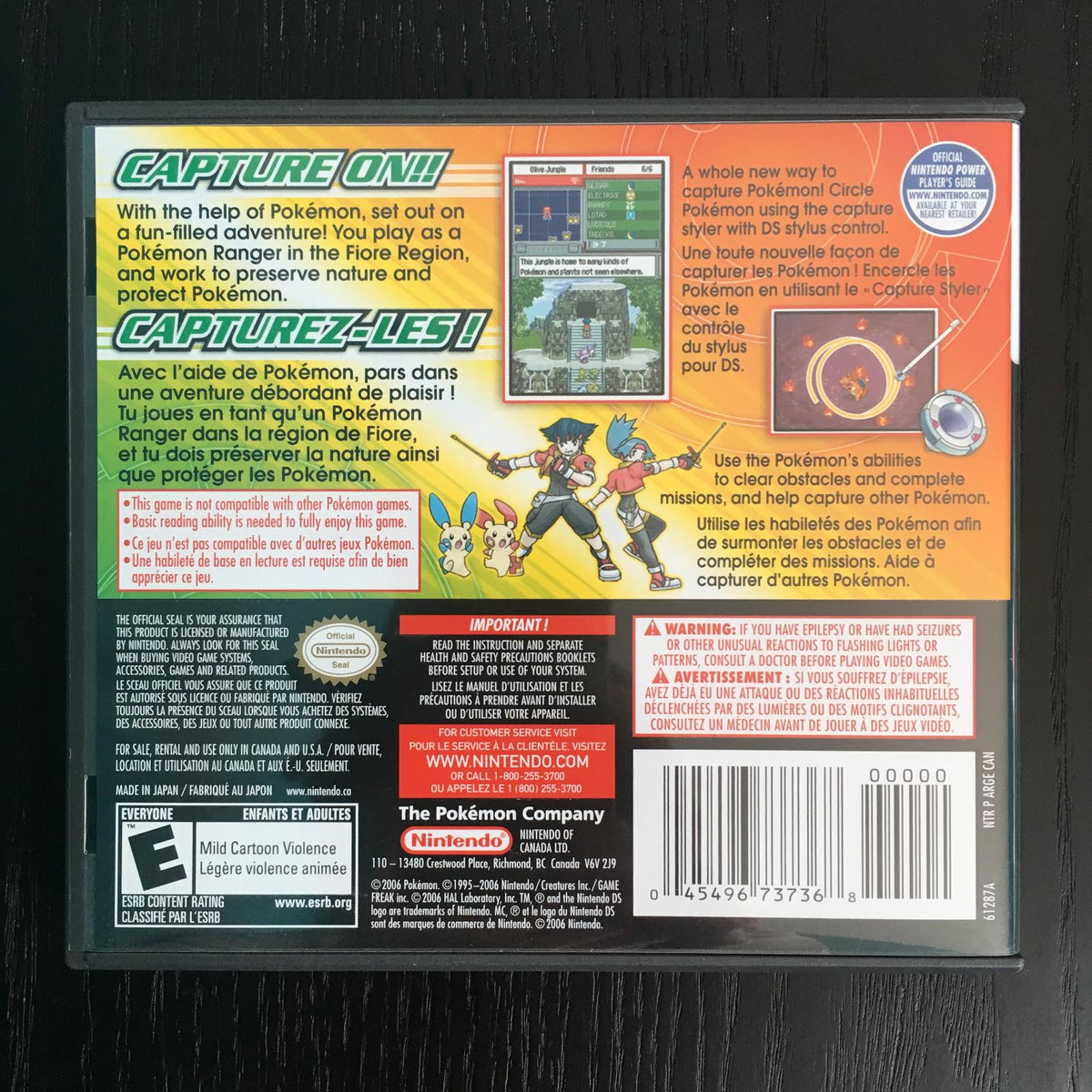Pokémon Ranger | Nintendo DS | North America | back cover scan: Back Cover | PriceCharting