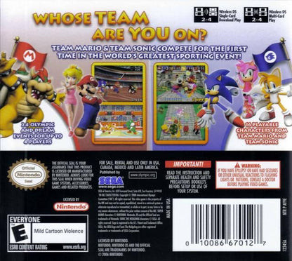 
Mario & Sonic at the Olympic Games | Nintendo DS | North America | back cover scan: Back Cover | PriceCharting