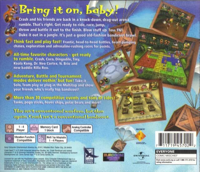 
Crash Bash | PlayStation | North America | back cover scan: Back Cover | PriceCharting